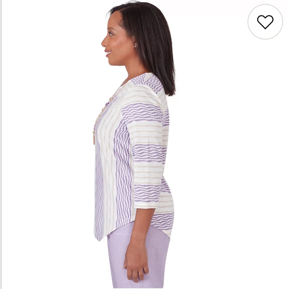 Alfred Dunner Women's Garden Party Spliced Stripe Texture Top size PXL - Picture 12 of 12